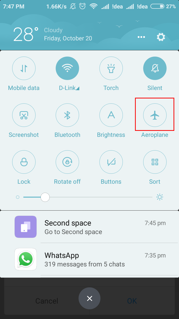 Aeroplane Mode Enable and Disable