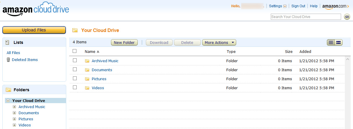 Amazon Cloud Drive Interface