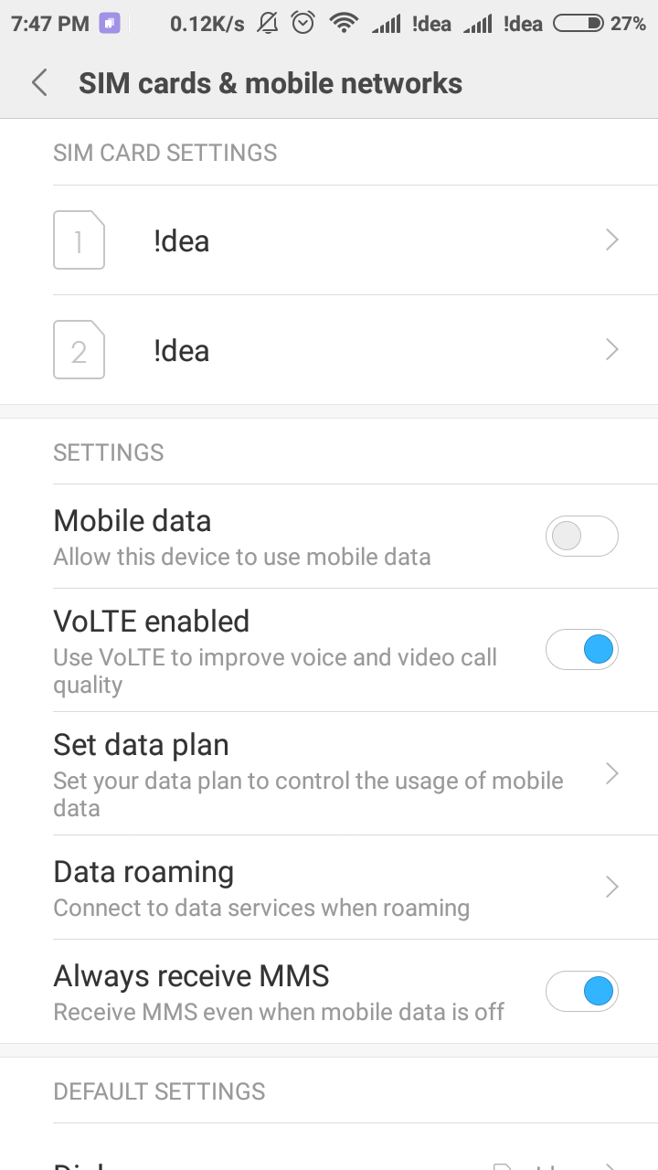 Choose Sim 1 or 2