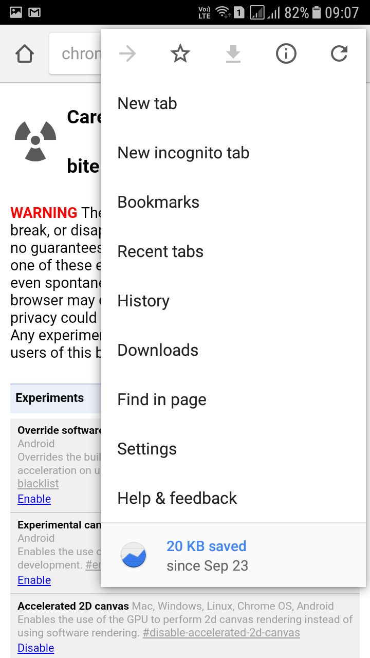 Chrome Flags Find in page