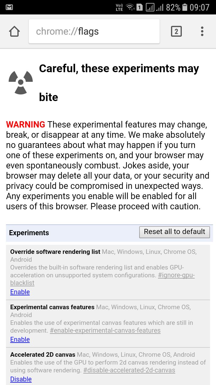 Chrome Flags in Android
