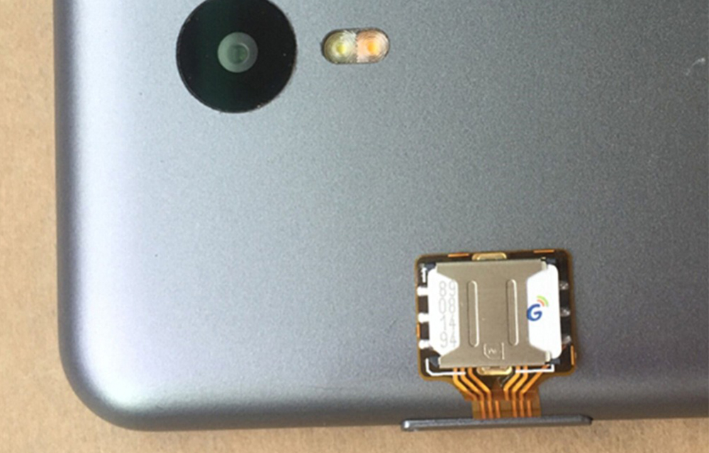 Hybrid Sim Adapter Installed on a Phone