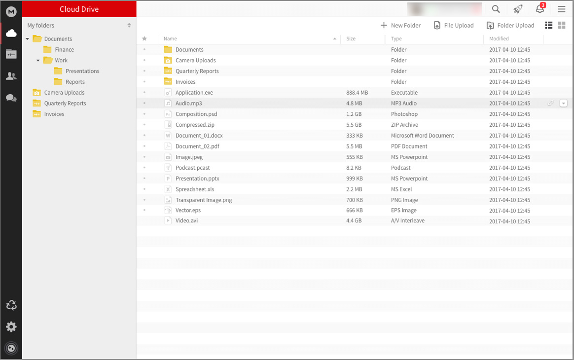 Mega Cloud Storage Interface