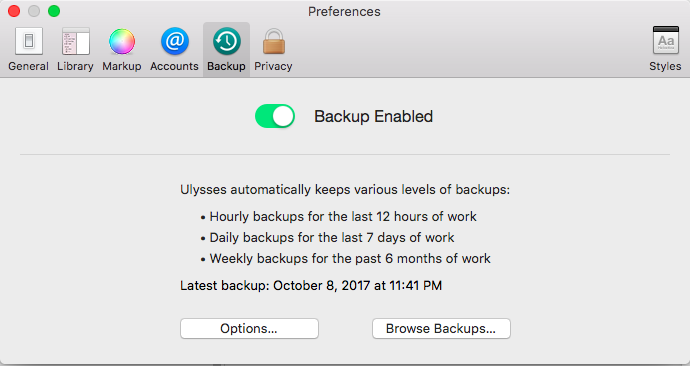 Ulysses Backups