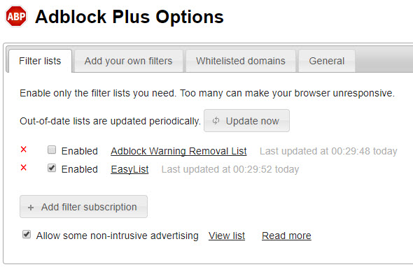 Adblock Plus Options