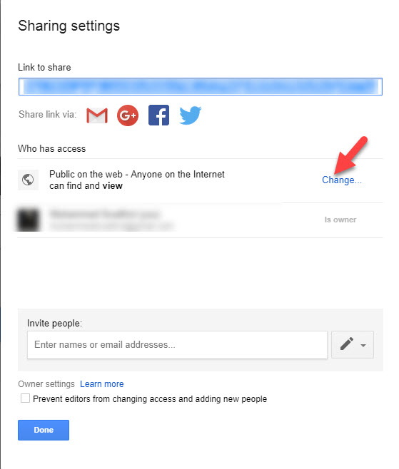 Change the Private under the 'Who has access' section to Public