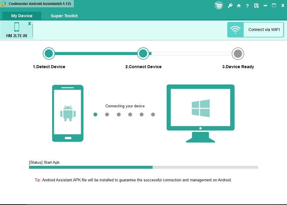 Coolmuster Android Assistant Connecting