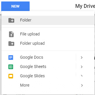 Create a new folder in Google Drive