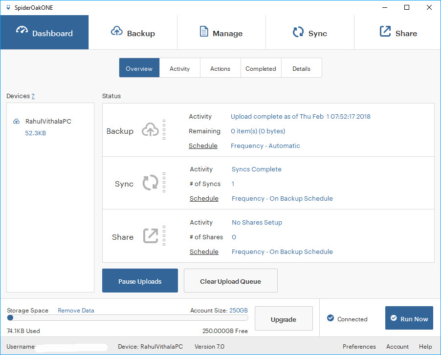 SpiderOak One User Interface