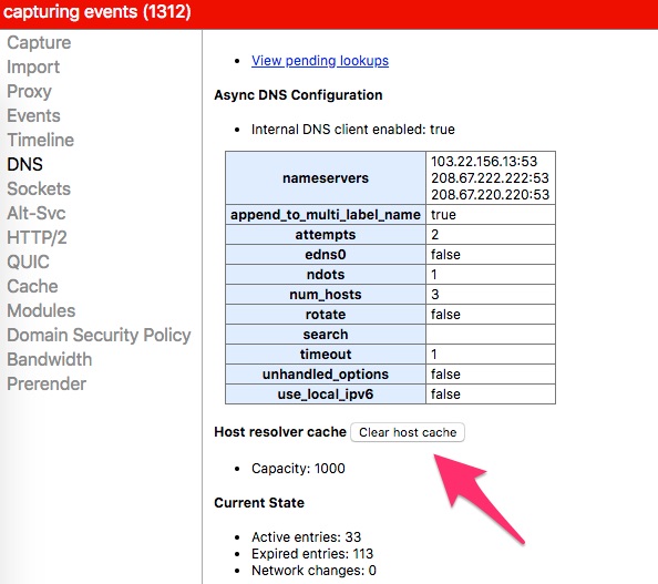 Clear Chrome Host Cache
