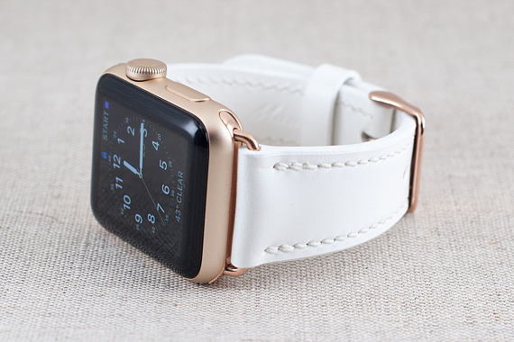 Etsy 42MM Apple Watch Band- Buttero Leather White