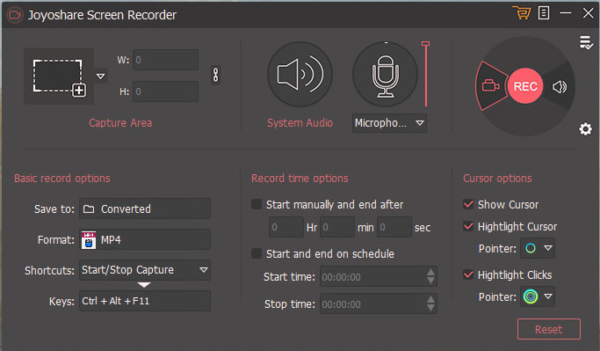 Joyoshare Screen Recorder Interface