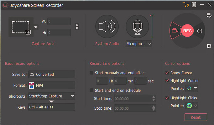 Joyoshare Screen Recorder Interface