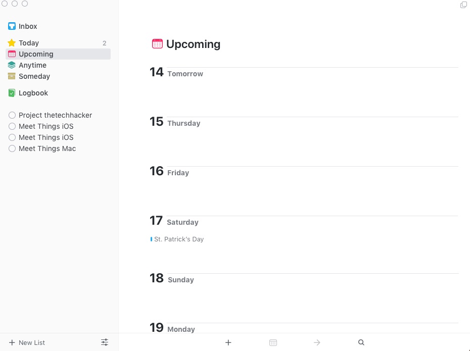 Things 3 Calendar View