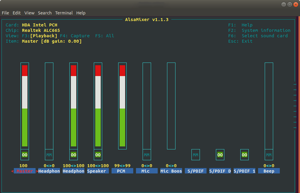 ALSA Mixer in Terminal Ubuntu
