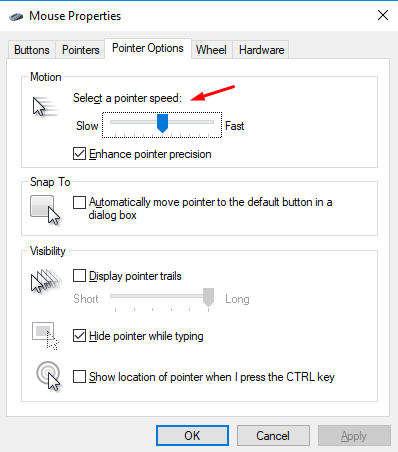 Pointer Speed Windows