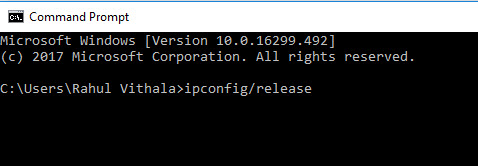 CMD ipconfig release