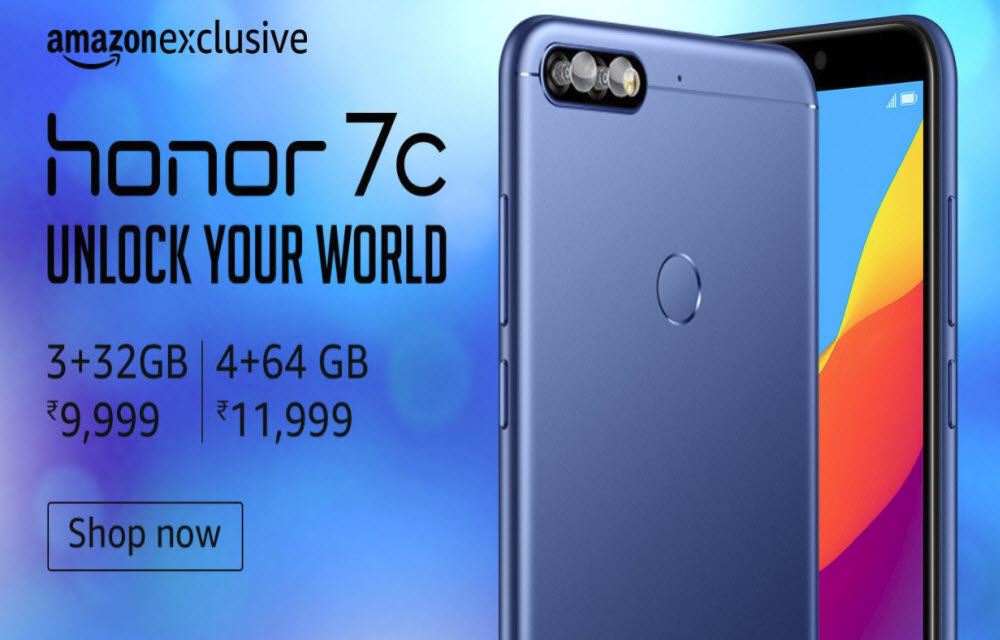 Honor 7C now available for Open Sale on Amazon India starting at Rs. 9999