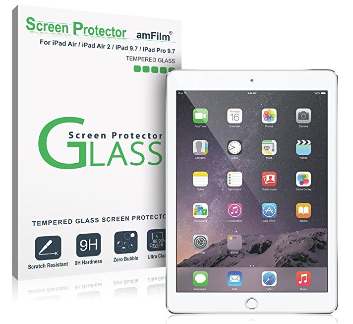 amFilm iPad 9.7 Screen Protector Tempered Glass