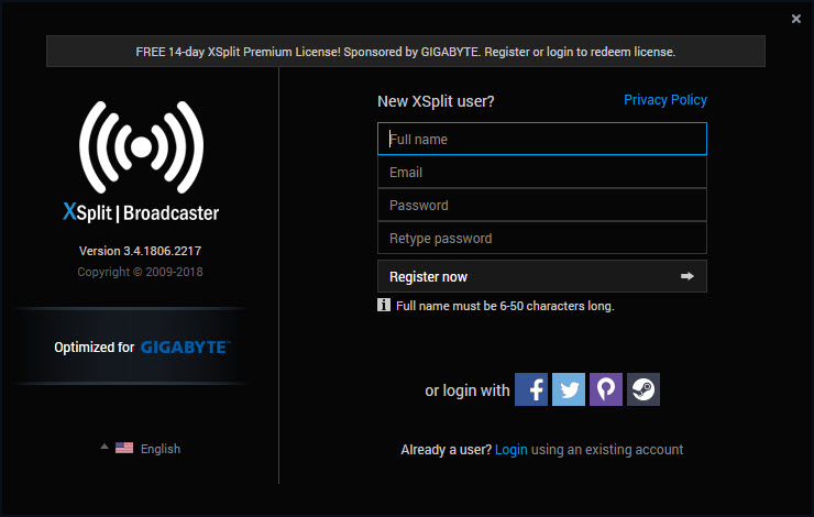 Xsplit Broadcaster Account