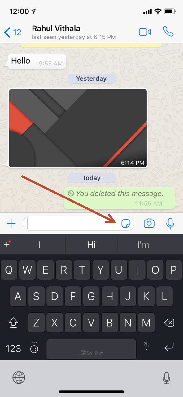 Sticker Option on WhatsApp