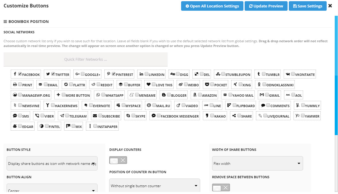 Boombox Social Sharing Options
