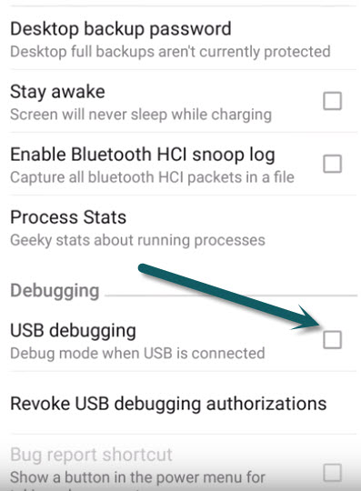 Enable USB Debugging