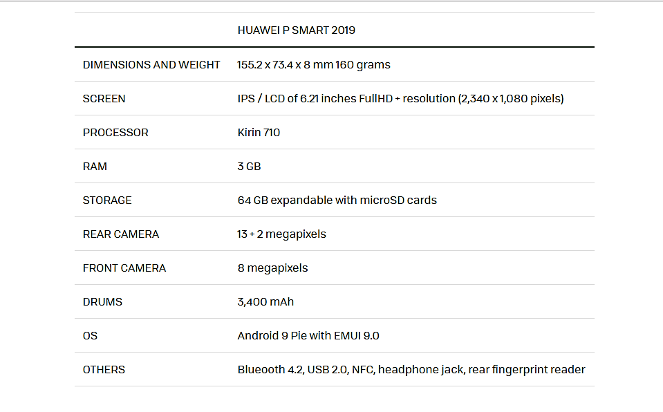 Huawei P smaart 2019