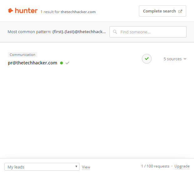 Hunter Email Finder