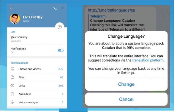 Telegram 5.0 update features