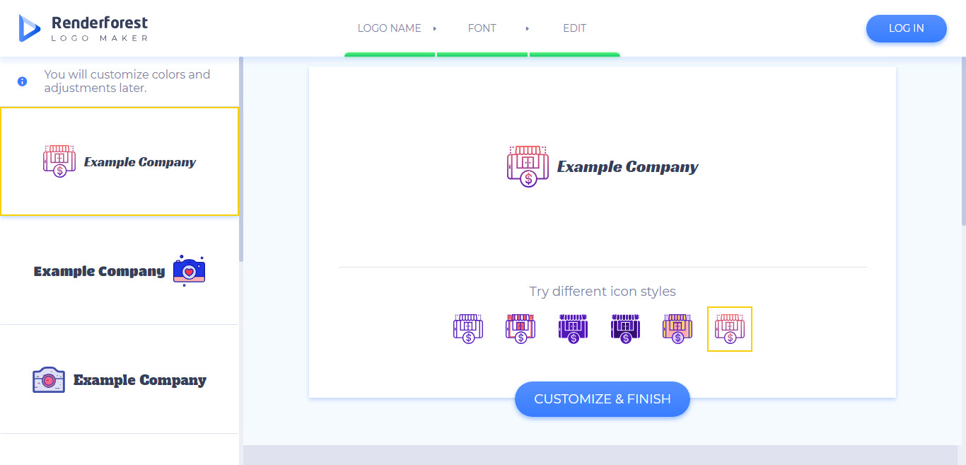 Customize and Finish the Renderforest Logo