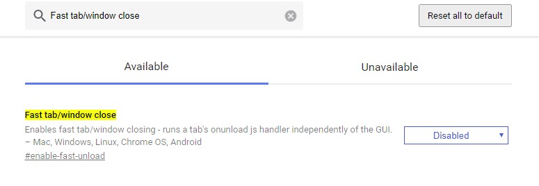 Fast tab/window close