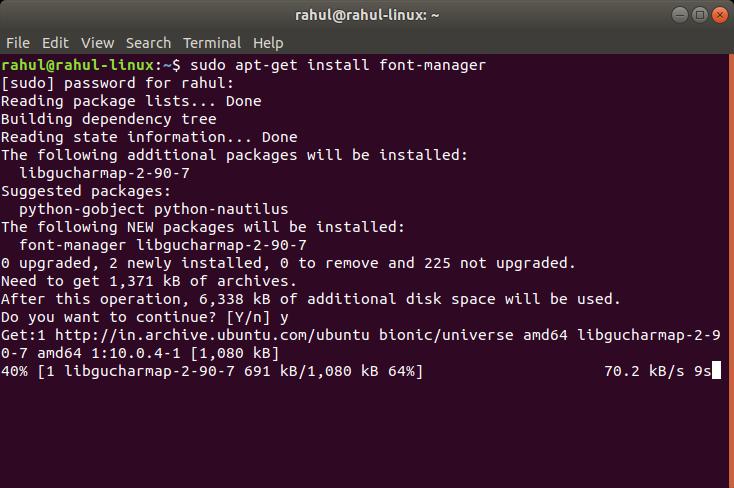 Installing font manager on Linux