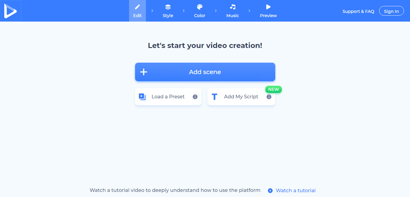 Renderforest video maker interface
