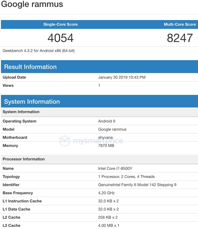 Google Rammus geekbench scores