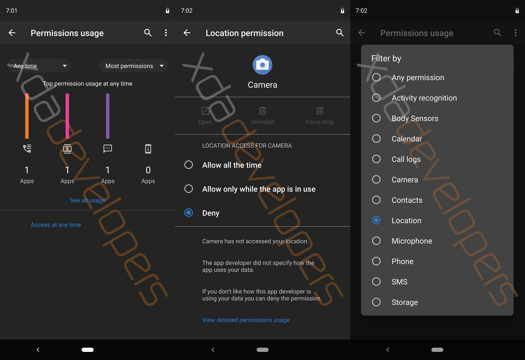 Android Q new filtered screenshots