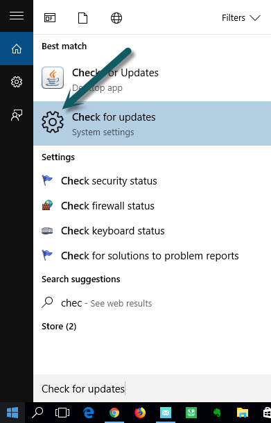 Check for Updates in Windows