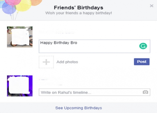 Facebook Notifications on Birthdays