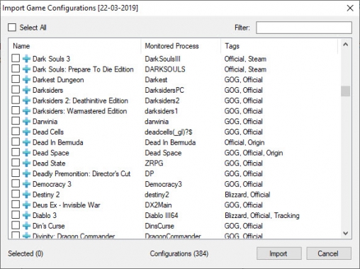 Importing game configurations