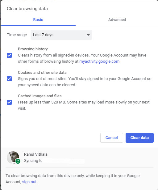 Clear Browsing Data