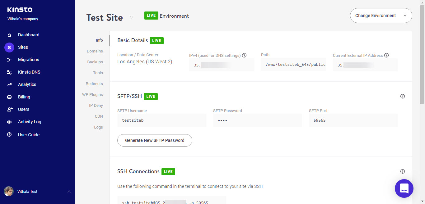 Kinsta Sites