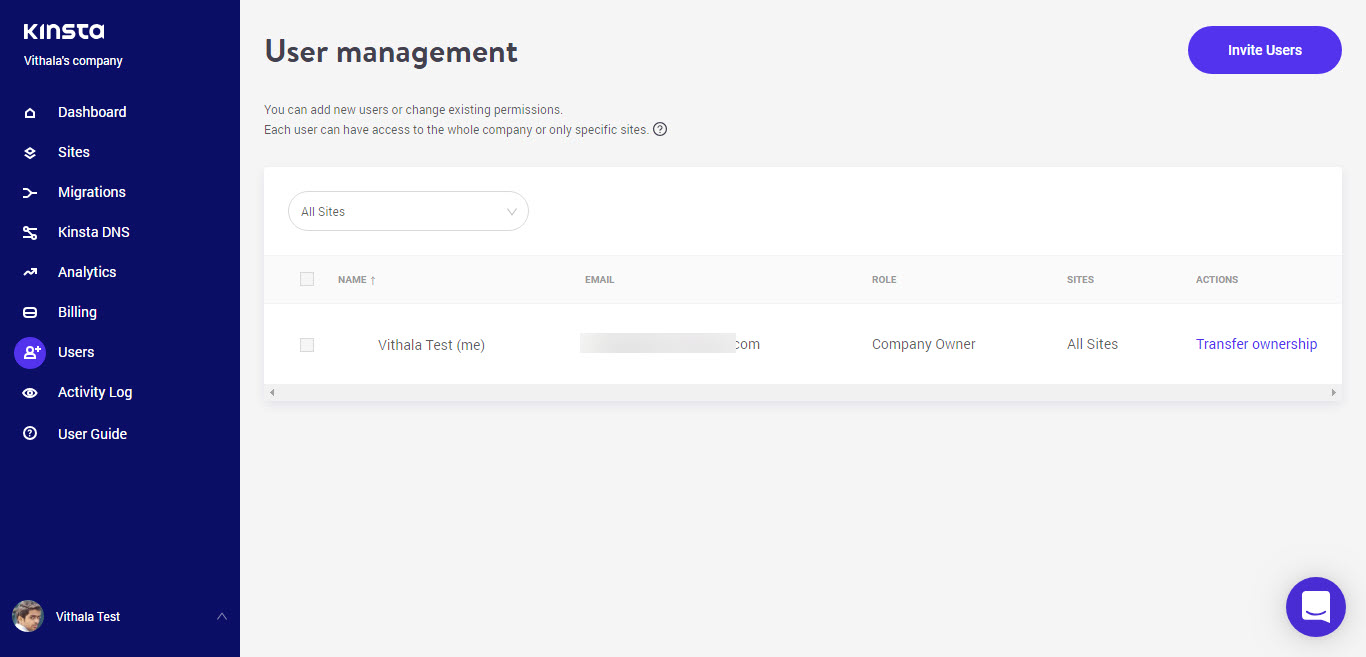 Kinsta User Management