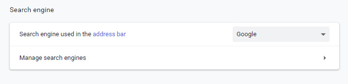 Manage Search Engines in Google Chrome