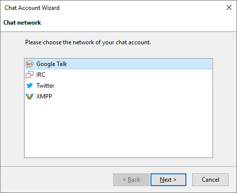 Chat account wizard