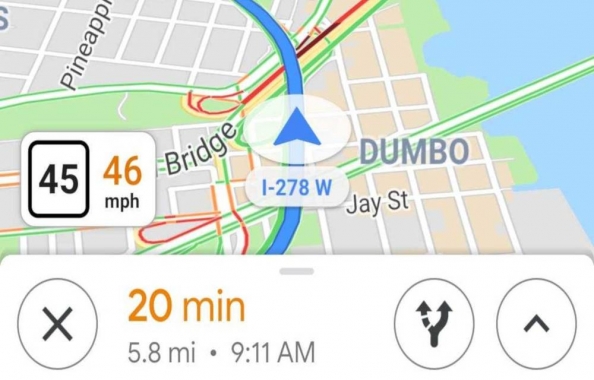 Google Maps speedometer feature