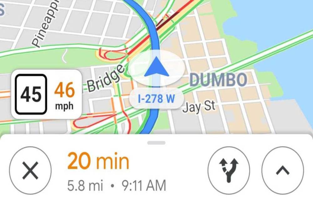 Google Maps speedometer feature