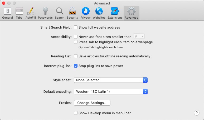 Safari Preferences