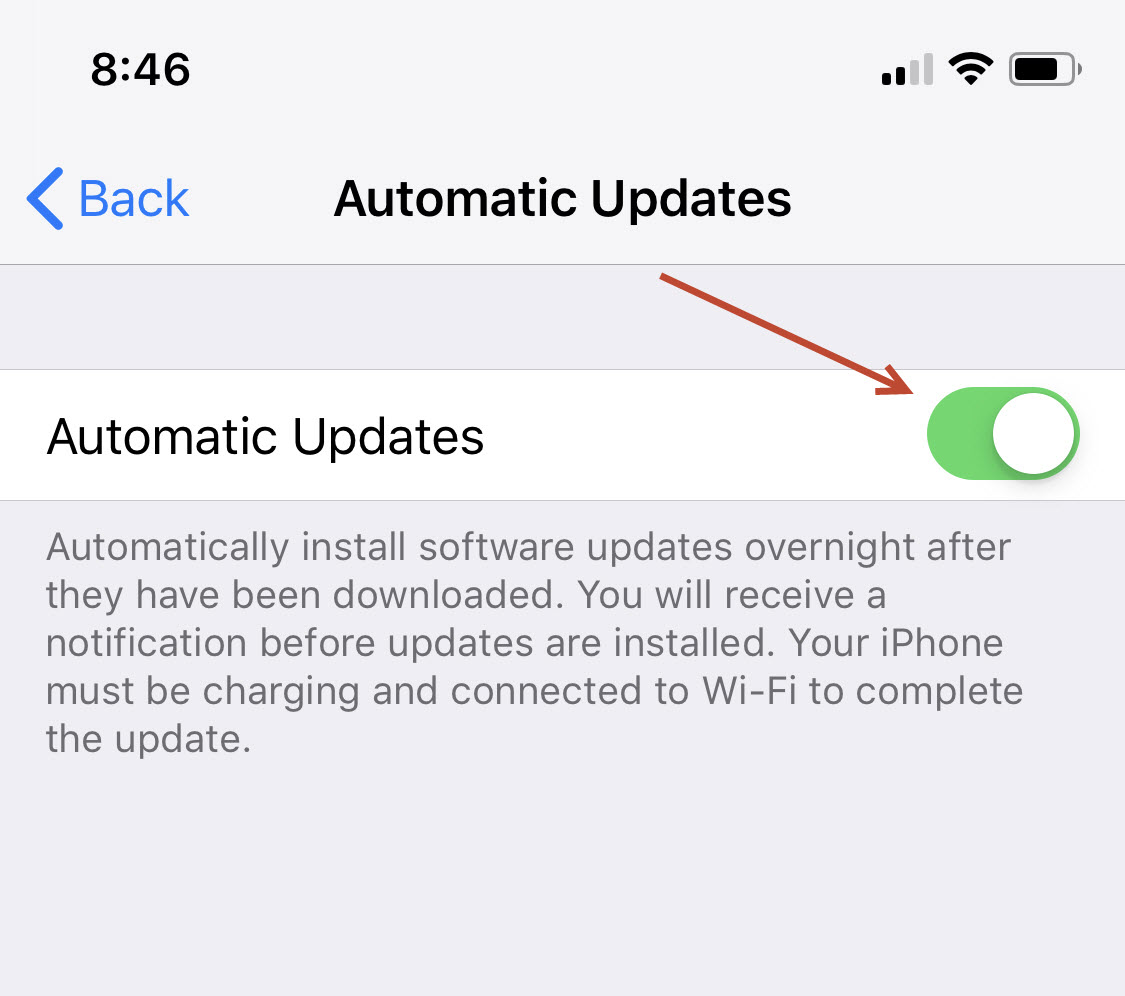 Toggle automatic updates option