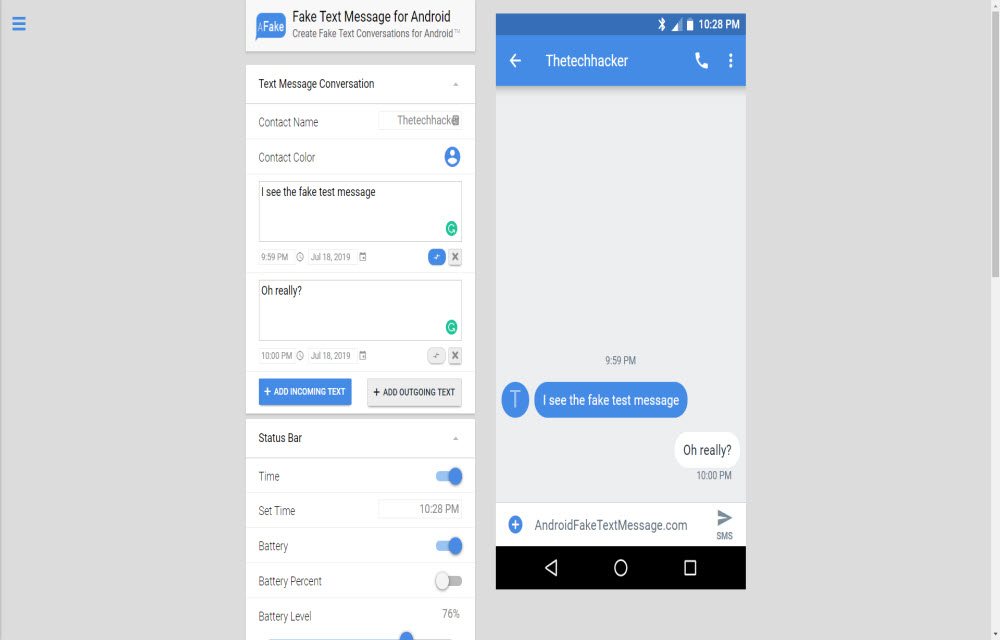 Android Fake Text