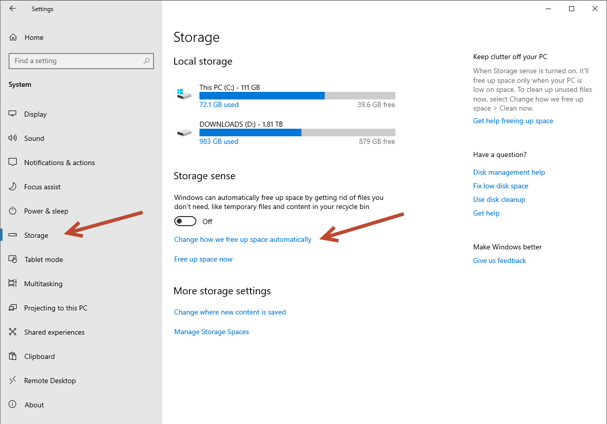 Change how we free up space automatically